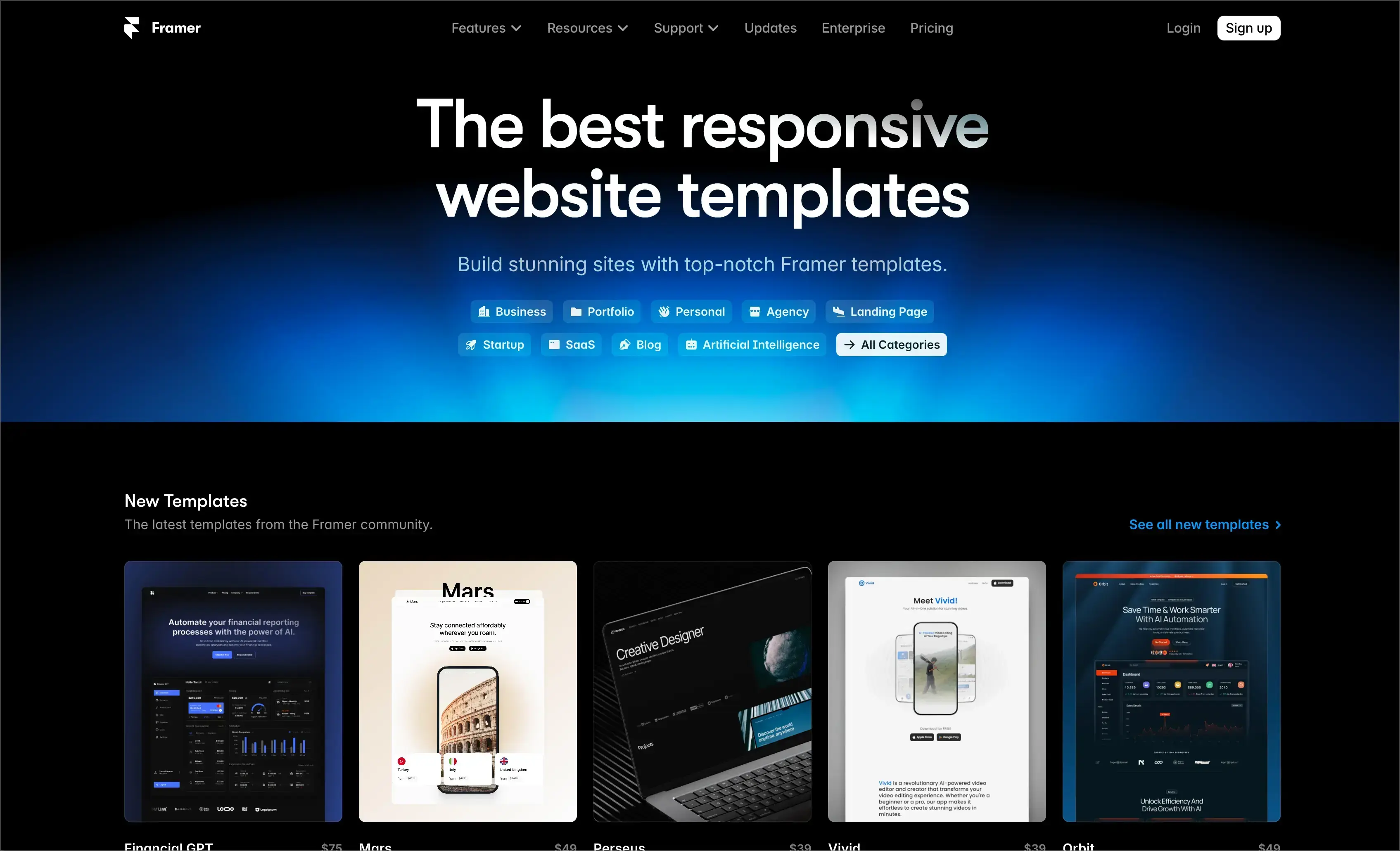 Шаблоны от Framer