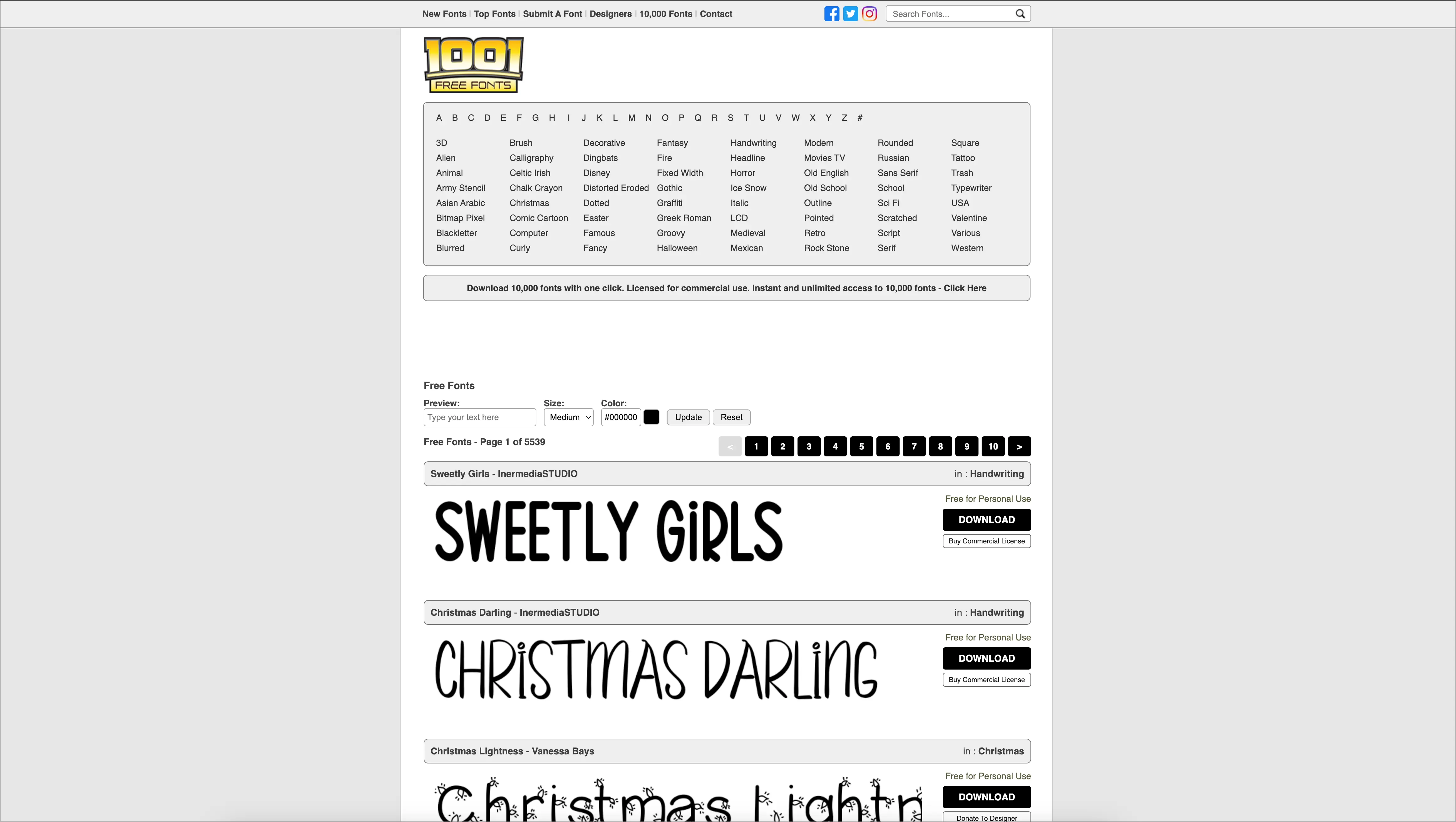 1001 free fonts